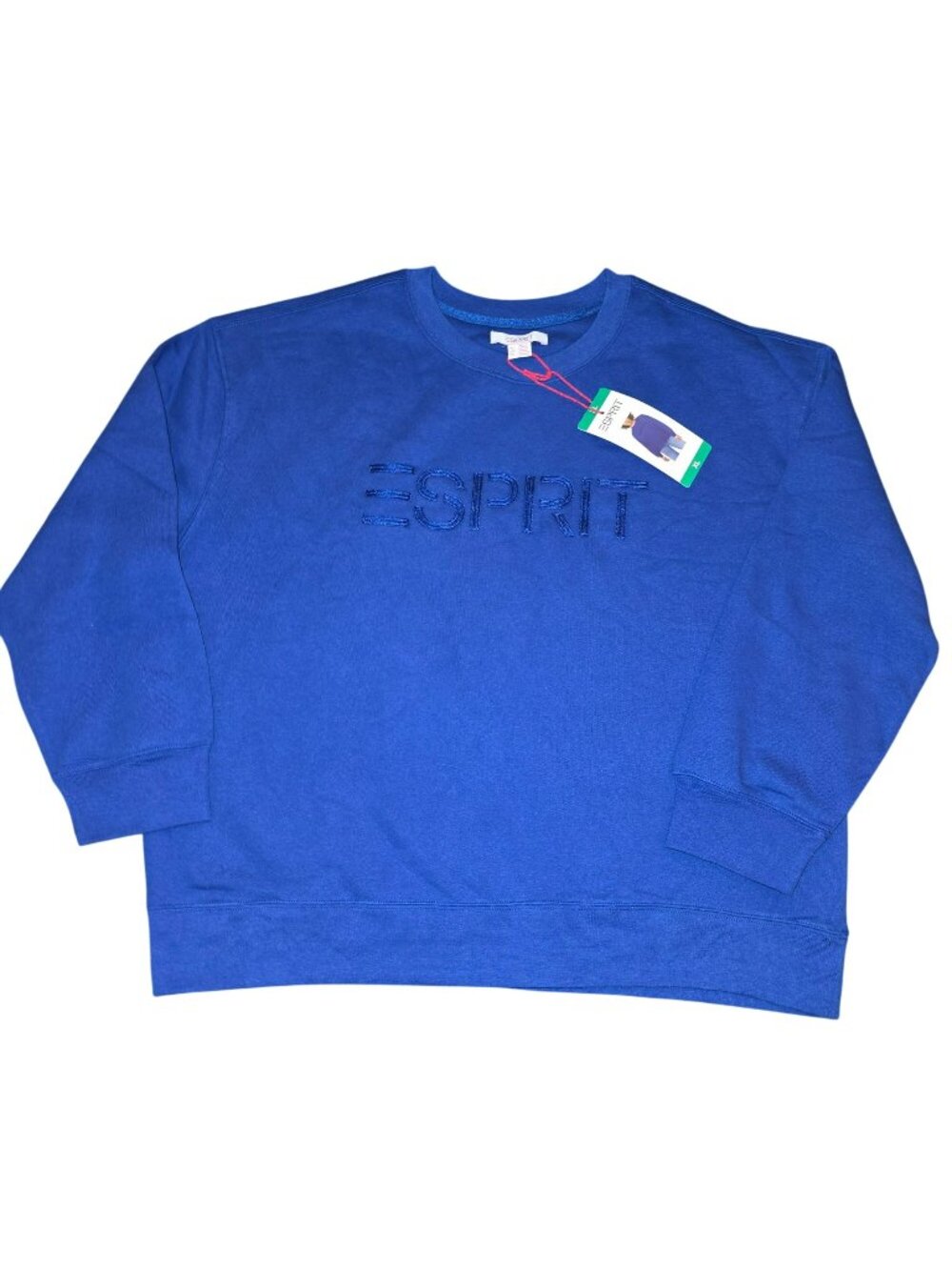 Esprit Blue Embroidered Logo Crewneck Sweatshirt 1980s XL New JJ4405